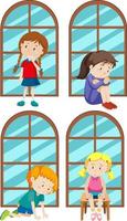 conjunto de diferentes personajes de dibujos animados para niños vector