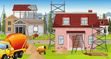 Building construction site scene vector