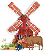 Farming theme with many animals vector