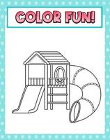 Worksheets template with color fun text and playground slide outline vector