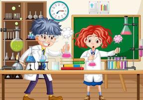 Laboratory scene with scientist cartoon character vector