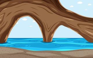 Sea cave background in cartoon style vector