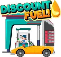 Gas station with discount fuel word logo vector