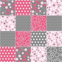 Background patchwork pattern with geometric ornaments. Quilt design from stitched squares. vector