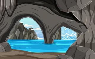 Inside cave landscape in cartoon style vector