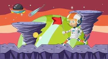 Scene with astronaut in space vector