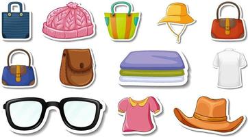 Sticker set of clothes and accessories vector