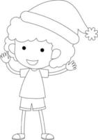 Boy doodle outline for colouring vector