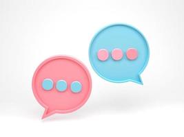 3D rendering, 3D illustration. Speech bubble talk. Chat pictogram or discussion comment symbol on white background. Messenger or online support concept. photo