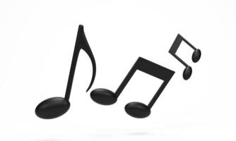 representación 3d, ilustración 3d. icono de nota musical negra aislado sobre fondo blanco. elemento de diseño para canción, melodía o melodía plana. foto