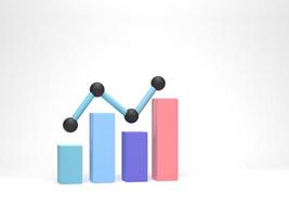 3D rendering, 3D illustration. Business chart. Ascending graph for growth forward. Concept of economy graph, histograms, statistics photo