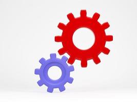 3D rendering, 3D illustration. Gear wheels. cogs and gears mechanism on white background. photo