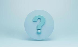 3D Rendering, 3d illustration. speech bubble with question marks icon on blue pastel background. FAQ and QA concept. photo