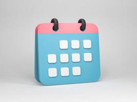 3D rendering, 3D illustration. Minimal calendar icon isolated on white background. Planning concept. photo