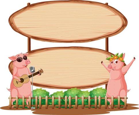 Blank oval wooden signboard with animal