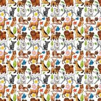 Seamless design with many cute dogs vector