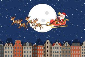 Christmas theme with Santa on sleigh vector