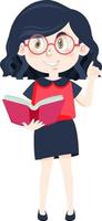 Girl standing reading a book vector