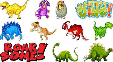 Font design and many dinosaurs vector