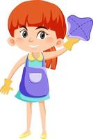 A cute girl cleaning cartoon character vector