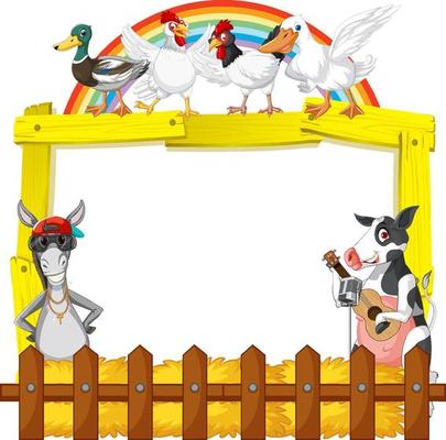 Sign board with animal farm on white background