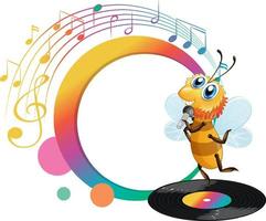 Singer bee cartoon character with empty banner vector