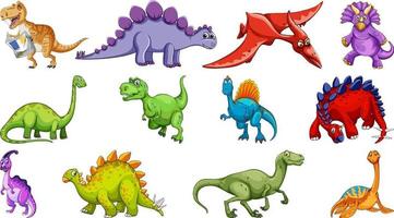 Many dinosaurs on white background vector