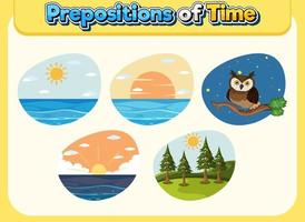 Preposition of time poster design vector