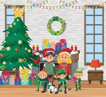 Christmas holidays with family at home vector