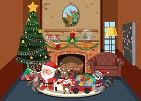 Christmas holidays with Santa and presents vector