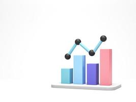 3D rendering, 3D illustration. Business chart. Ascending graph for growth forward. Concept of economy graph, histograms, statistics photo