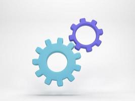 3D rendering, 3D illustration. Minimal gear symbol isolated on white background. Gear simple icon cogwheel concept.