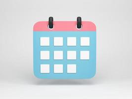 3D rendering, 3D illustration. Minimal calendar icon isolated on white background. Planning concept. photo