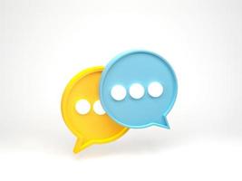 3D rendering, 3D illustration. Speech bubble talk. Chat pictogram or discussion comment symbol on white background. Messenger or online support concept. photo