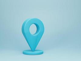 3d rendering, 3d illustration. Location map pin gps pointer markers. Map pointer on blue background. photo