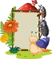 Empty board template with snail and insects vector