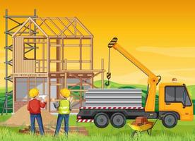 Building construction site background vector