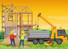 Building construction site background vector