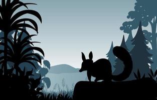 Silhouette shadow of forest scene vector