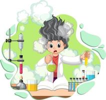 Funny scientist experiment in laboratory vector