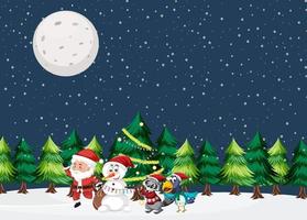 Christmas theme with Santa and snowman vector