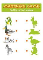 Worksheet design for matching animals vector