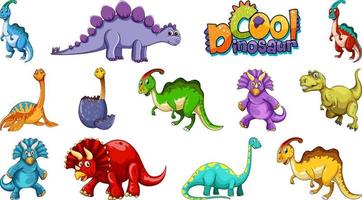 Many dinosaurs on white background vector