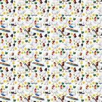Funny chicken on white background seamless vector