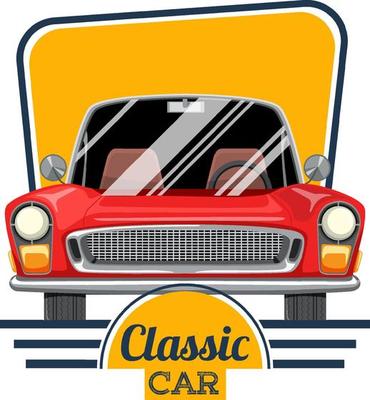 Classic car logo with classic car on white background