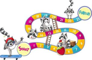 Ladder game template withmany raccoons vector