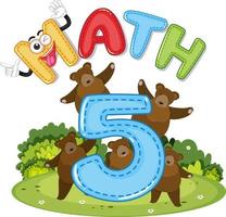 Math number 5 with five bears vector