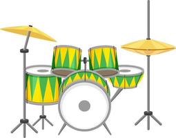 A drum set on white background vector