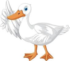 White duck cartoon character on white background vector