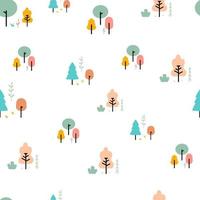 cute baby seamless pattern on white background with tree and leaves element vector